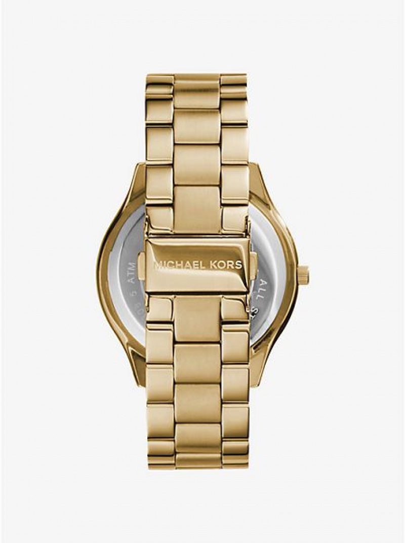 Michael Kors Slim Runway Stainless Steel Uhren Herren Gold | 054281-LOF