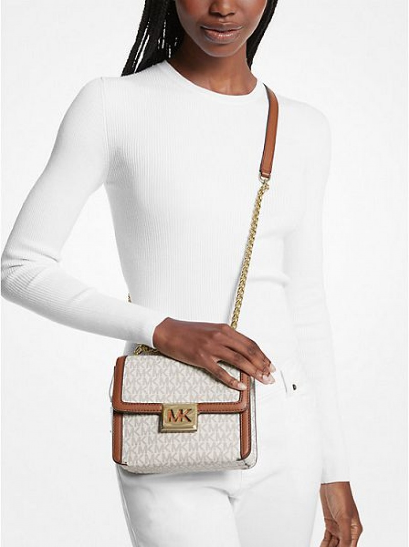 Michael Kors Sonia Small Logo Schultertaschen Damen Hellgelb | 086732-SEO