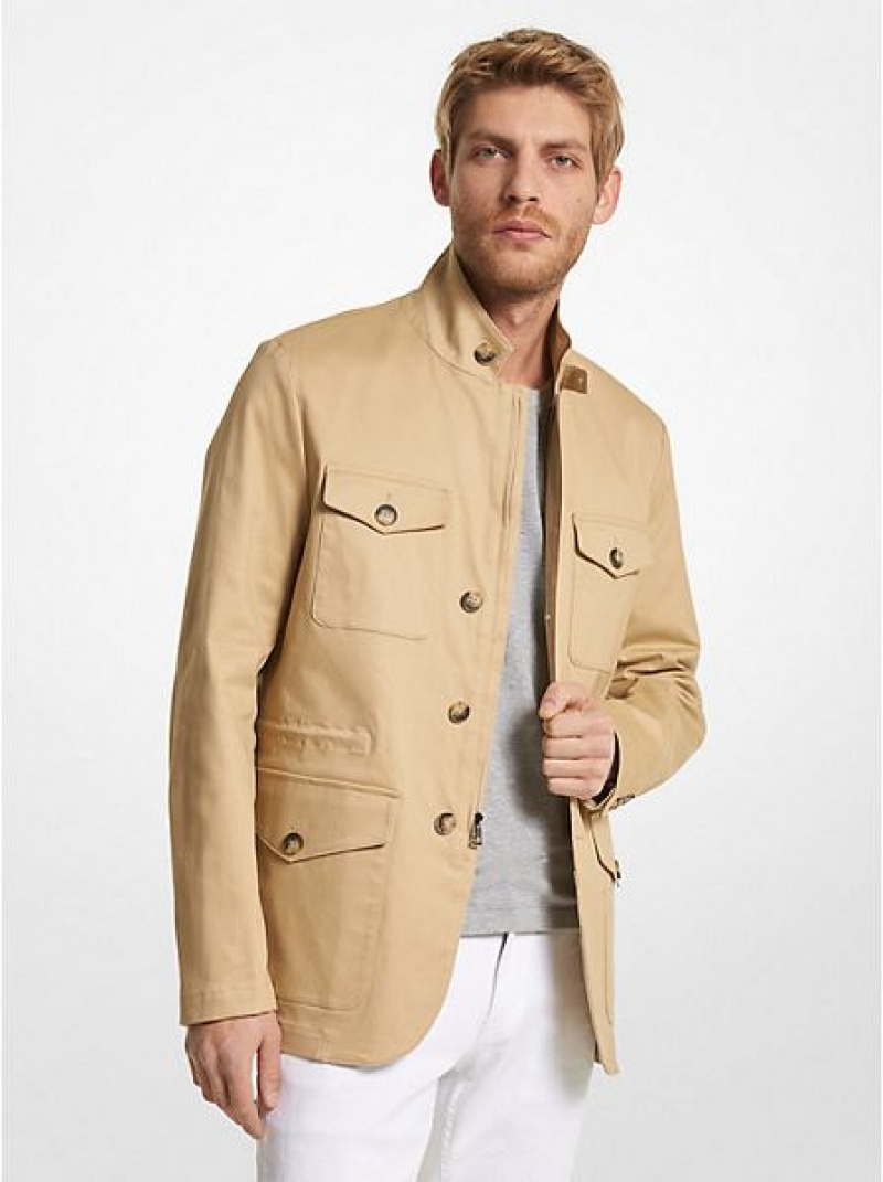 Michael Kors Stretch Baumwoll Field Jacke Herren Khaki | 592874-PNB