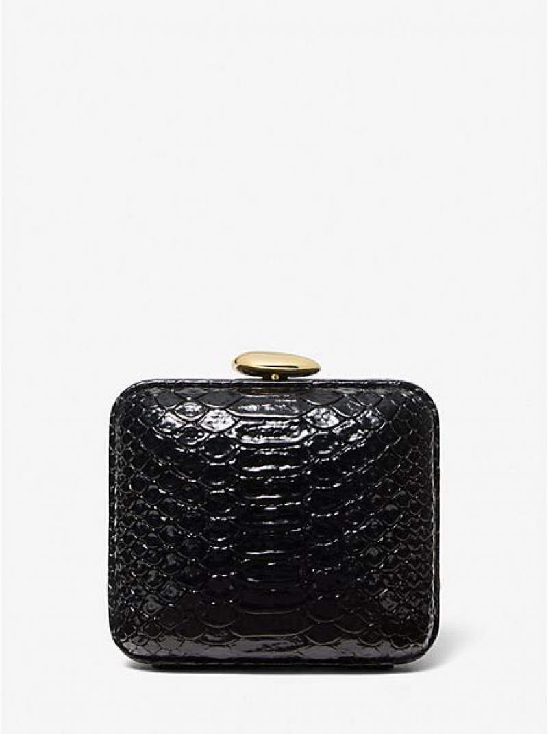 Michael Kors Tina Mini Python Embossed Leder Mini Taschen Damen Schwarz | 795612-RTH