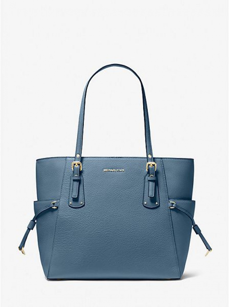 Michael Kors Voyager Small Pebbled Leder Tragetaschen Damen Blau | 978536-LTJ