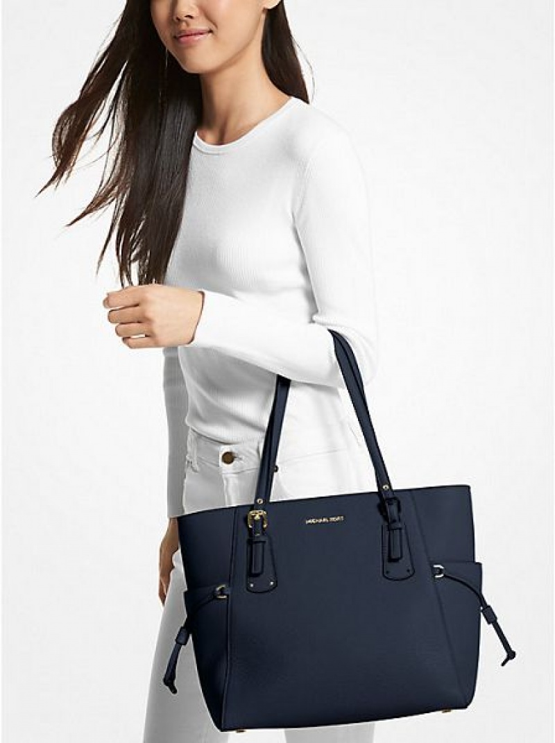 Michael Kors Voyager Small Pebbled Leder Tragetaschen Damen Navy | 453896-FWK