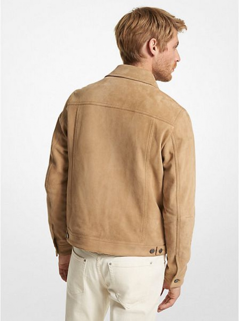 Michael Kors Wildleder Zip-up Trucker Jacke Herren Khaki | 451037-GMA